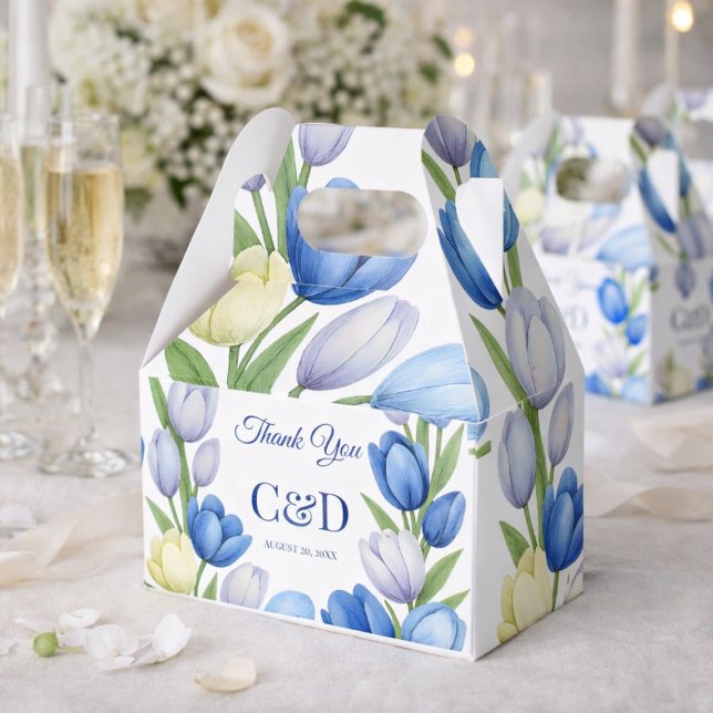 Blå Tulpan Elegant Bröllop Tacksamhet Blommig Presentaskar (Skapare uppladdad)