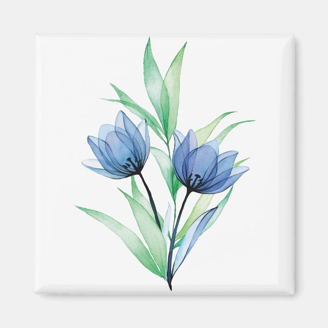 Blå tulpanblomma magnet (Framsidan)