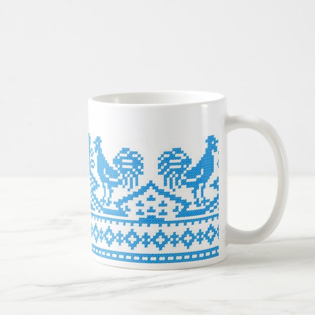 Blå Tupp kor-stygn Kaffemugg (Höger)