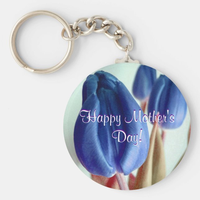 Blå tupplur lycklig Mors dag Nyckelring (Framsidan)