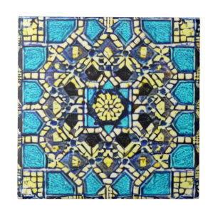Blå turkos aqua gult navy moroccan mosaic kakelplatta