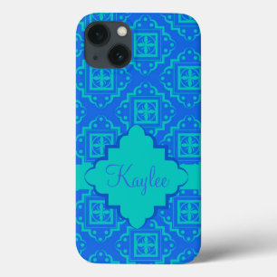 Blå turkos Arabesque Moroccan Namn personalize