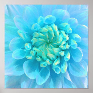 Blå turkos blomma i vattenfärg poster