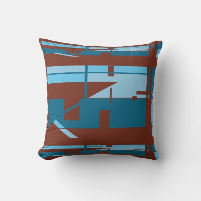 Blå turkos Burgundy Southwest  Abstrakt Kudde (Framsida)