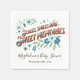 Blå turkos Grönt Blommor Dragon Baby Shower Pappersservett