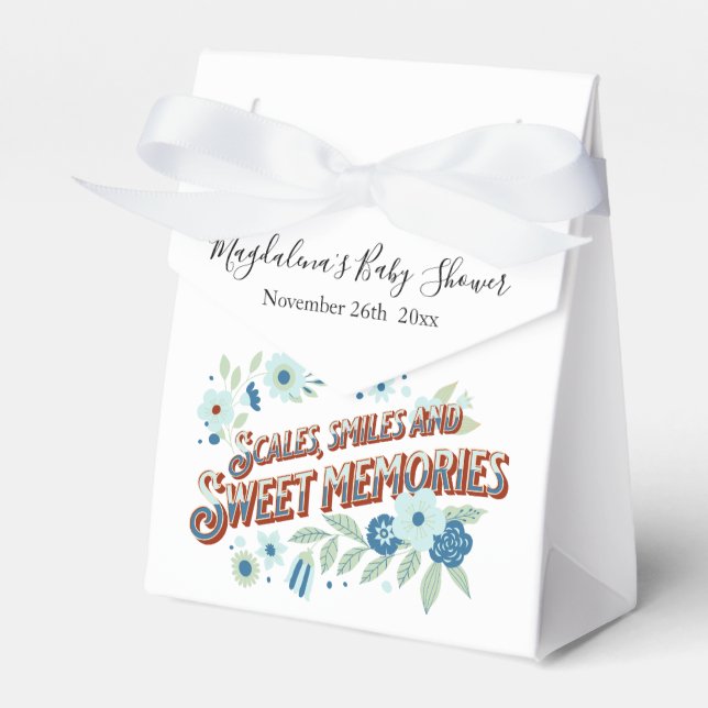 Blå turkos Grönt Blommor Dragon Baby Shower Presentaskar (Framsidan Sidan)