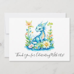 Blå turkos Grönt Dragon Baby Shower Tack Kort