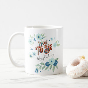 Blå turkos Grönt Flowers Mamma to be Kaffemugg