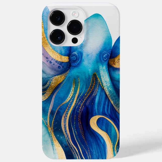 Blå Turkos Guld Bläckfisk Case-Mate iPhone 14 P (Baksida)