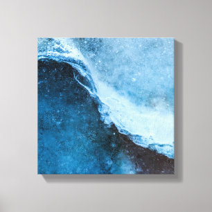 Blå turkos Ice Abstrakt Art Photo Canvastryck