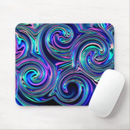 Blå turkos Lila Rosa Spiral Art Mönster Musmatta