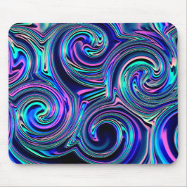 Blå turkos Lila Rosa Spiral Art Mönster Musmatta