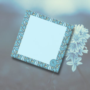 Blå turkos Löv Mönster Post-it Block