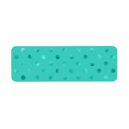 Blå turkos Metallic Faux Foil Polka Dot Aqua Returadress Etikett