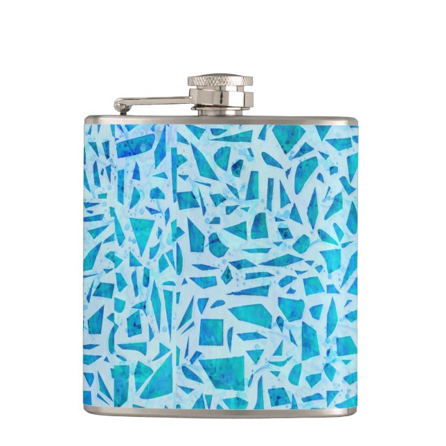 Blå Turkos Mosaik Glas Kakel Modern Chic Fickplunta (Framsidan)