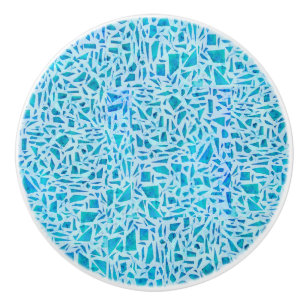 Blå Turkos Mosaik Glas Kakel Modern Chic Knopp