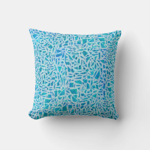 Blå Turkos Mosaik Glas Kakel Modern Chic Kudde