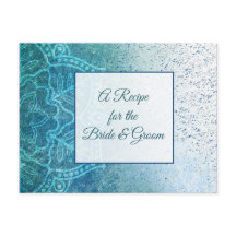 Blå turkos-mottagningskort för Mandala bröllop