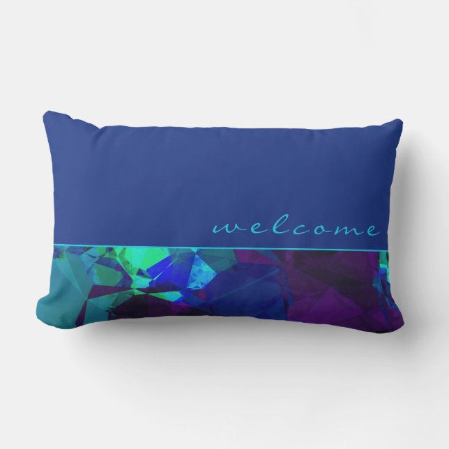 Blå turkos och Lila Abstrakt | Välkommen Lumbarkudde (Framsida)