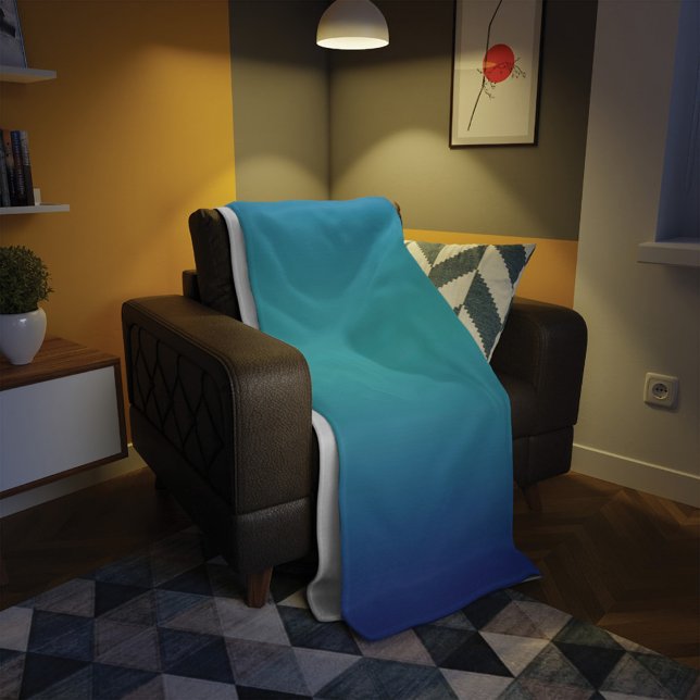 Blå turkos Ombre Modern Fleecefilt (Skapare uppladdad)