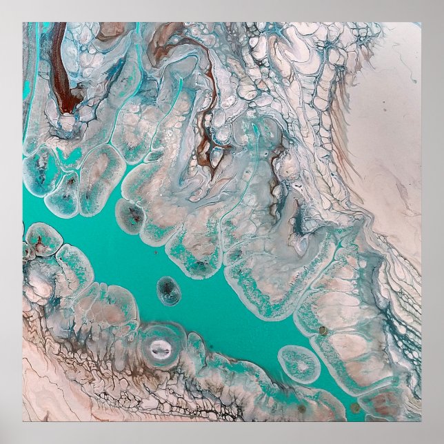 Blå turkos Sten Se marble Art Unik Poster (Framsidan)