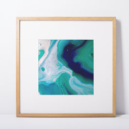 Blå turkos Swirls Marble Abstrakt Art Poster