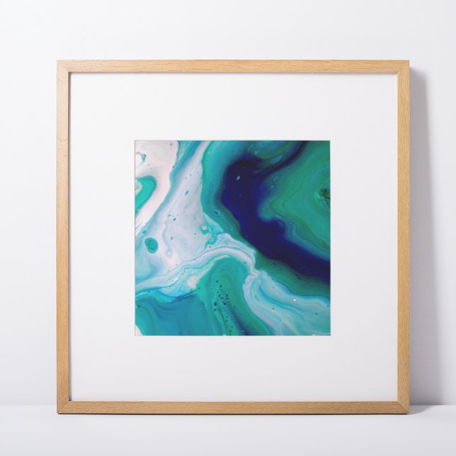 Blå turkos Swirls Marble Abstrakt Art Poster (Skapare uppladdad)