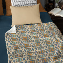 Blå turkos Teal Orange Brown Tribal Mönster