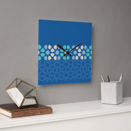 Blå turkos Tranquilitet Fyrkantig Klocka