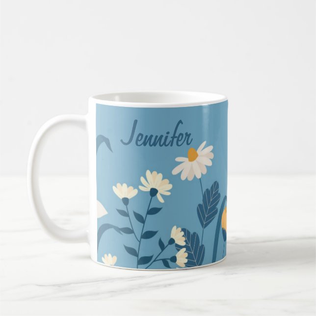 Blå tusensköna april födelsemblomma mugg blomster (Vänster)