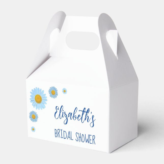 Blå tusensköna blommig bröllopsdusch presentaskar (Framsidan Sidan)