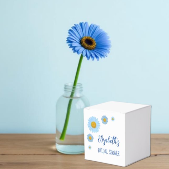 Blå tusensköna blommig bröllopsdusch presentaskar (Skapare uppladdad)