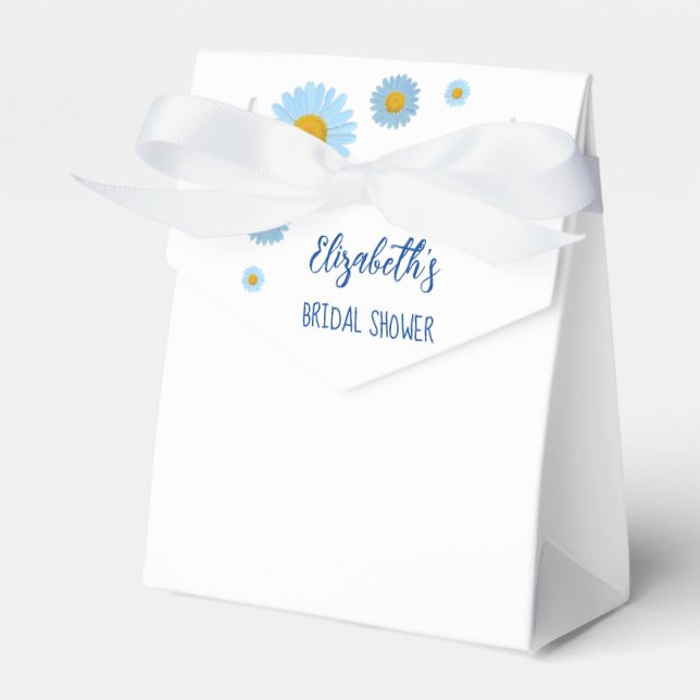 Blå tusensköna blommig bröllopsdusch presentaskar (Framsidan Sidan)