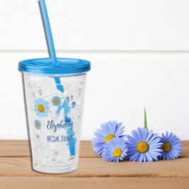 Blå tusensköna blommig bröllopsdusch take away mugg