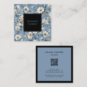 Blå tusensköna modern trendig blomma florist fyrkantigt visitkort