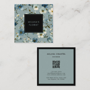 Blå tusensköna modern trendig blomma florist fyrkantigt visitkort