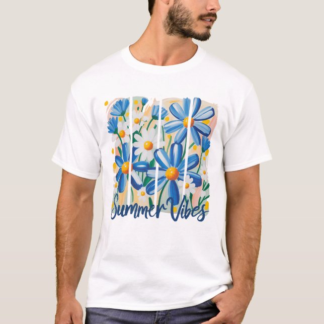 Blå tusensköna   t shirt (Framsida)