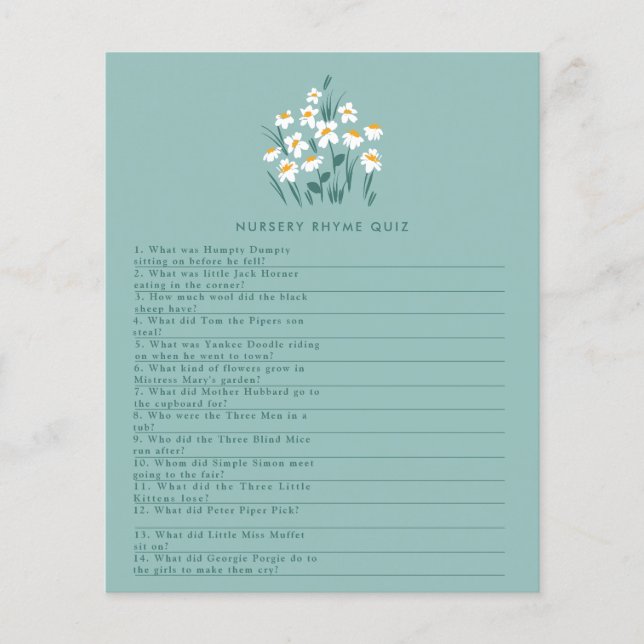 Blå tusenskönas blommig vacker baby shower spelare flygblad (Framsidan)