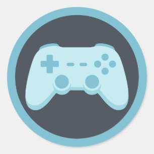 Blå TV-spel Spelarpingst Spelkontroll Runt Klistermärke