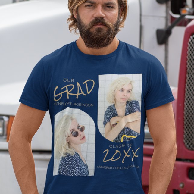 Blå tvåarmade foto Studenten T Shirt (Skapare uppladdad)