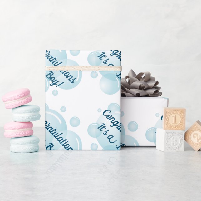 Blå tvål bubblor pojke baby shower anpassad presentpapper (Baby Shower)