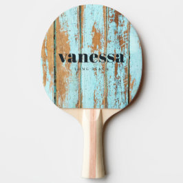 Blå tvätt trä Minimal Modern Klassisk Namn Pingisracket
