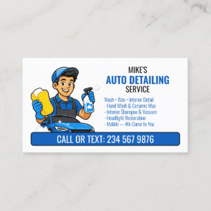 Blå tvättbilsanimering QR Auto Detailing Visitkort