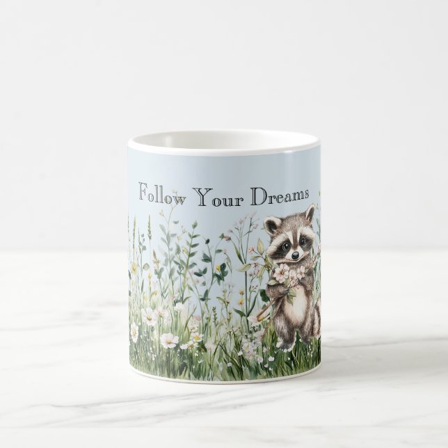 Blå Tvättbjörns Blomdrömmar Kaffemugg (Center)
