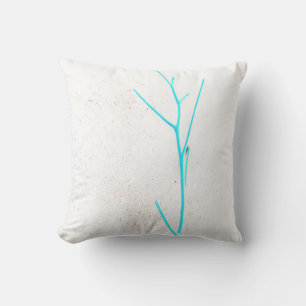 Blå twig vit betong med Struktur Cushion Pillow Kudde