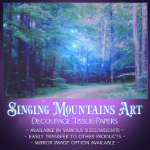 Blå Twilight Forest Glowing Fireflies Decoupage