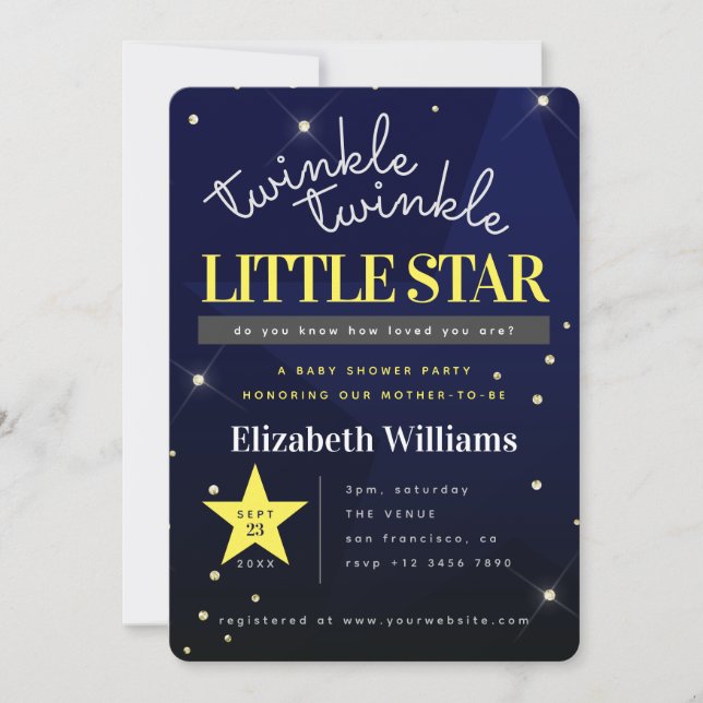 Blå | Twinkle Twinkle Little Star Baby Shower  Inbjudningar (Framsida)