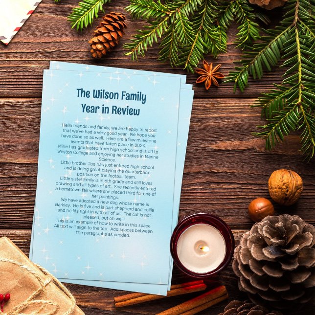 Blå Twinkling Stars i julklapp Brev Brevpapper (Skapare uppladdad)