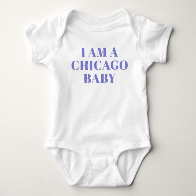 Blå typografi Chicago babykläder T Shirt (Framsida)