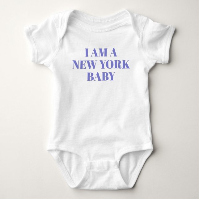 Blå typografi New York babykläder T Shirt (Framsida)